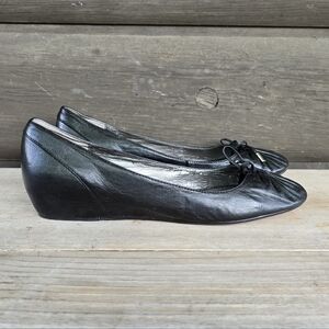 Report NEW!! Chai Black Leather, Comfort, Wrapped Hidden Wedge, Ballet Flats 10M